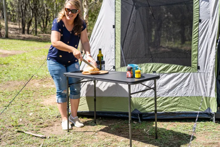 Sale OZtrail Ironside 100cm Fold In Half Table